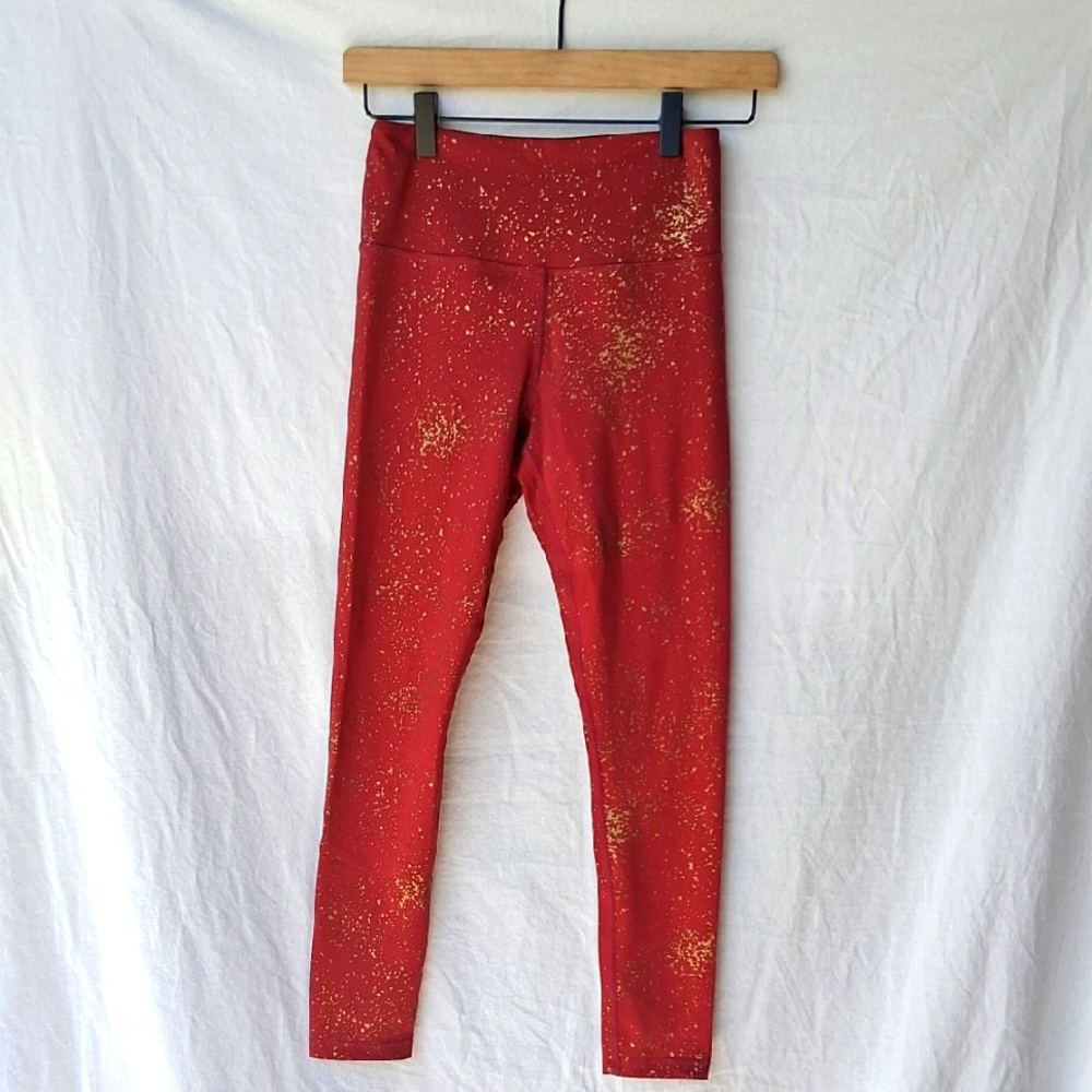 ZYIA Active Red Stay Gold Leggins Size 2